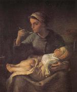 Jean Francois Millet Woman feeding the children oil painting reproduction